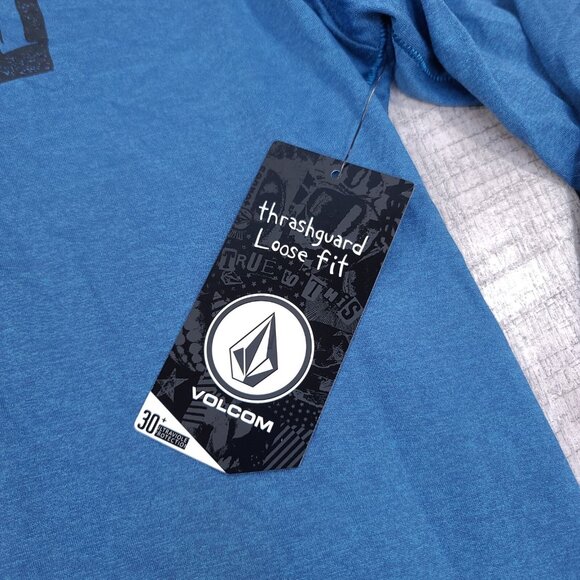 Volcom Mens Thrashguard UPF Shirt Size Large Blue Loose Fit Long Sleeve Top - Picture 4 of 10